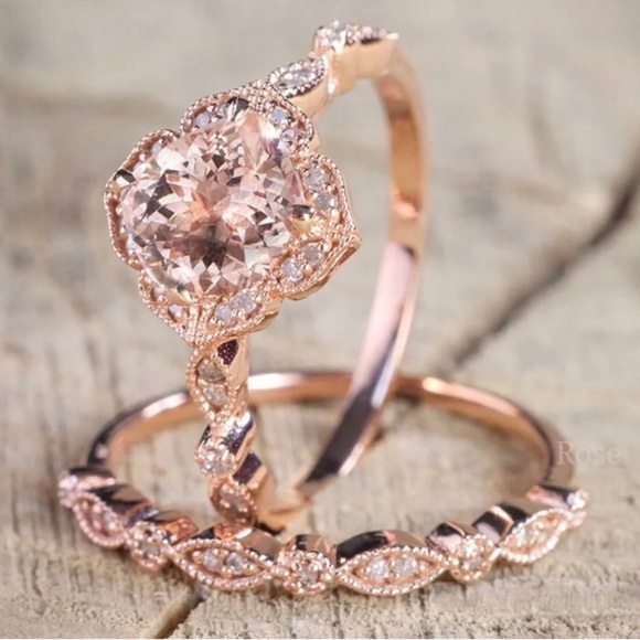 Jewelry - Nwt 2 Piece Delicate Fashion 2.8CT Square Zircon CZ ring set Bridal wedding ring